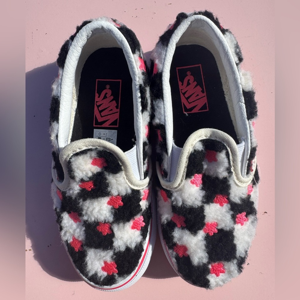 Vans Classic Slip-On Casual Sneakers Sherpa Checkerboard Furry